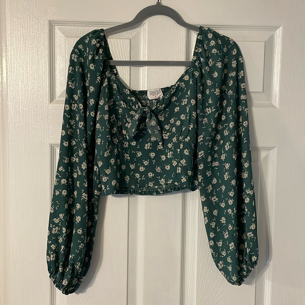 Sienna sky. Cropped blouse top.
